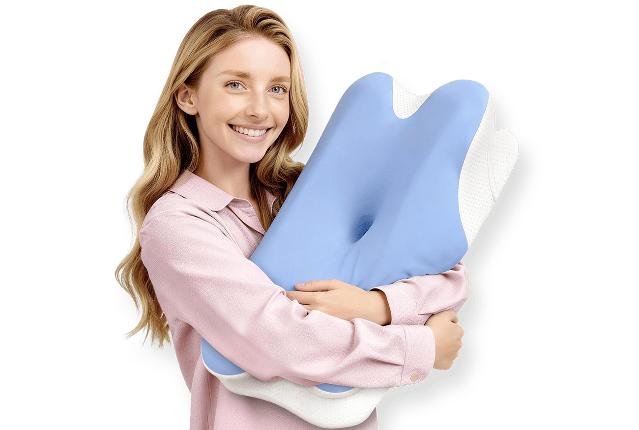 Woman resting comfortably on a Melara Max pillow